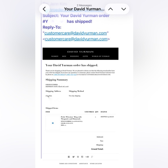 SET David Yurman Petite Wheaton Morganite Diamond Silver Ring 5.5 & Bracelet S - Picture 9 of 9